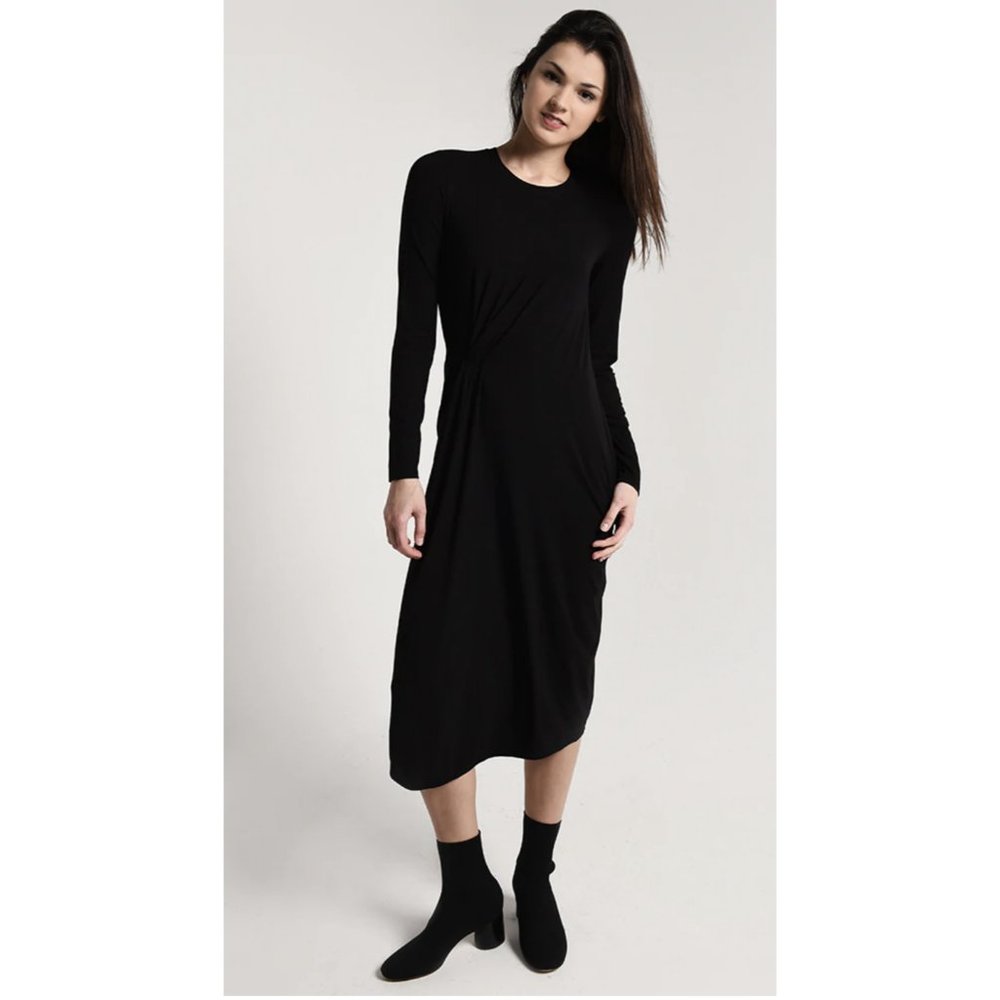 Vince side drape black dress NWT